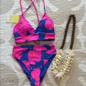 Maaji Pink and Blue reversible Bikini Swim Set
